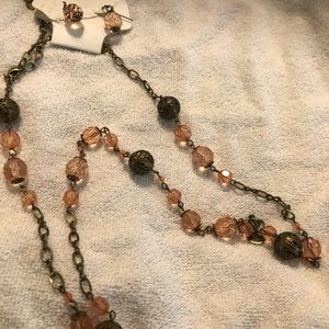 Pink earring and necklace set